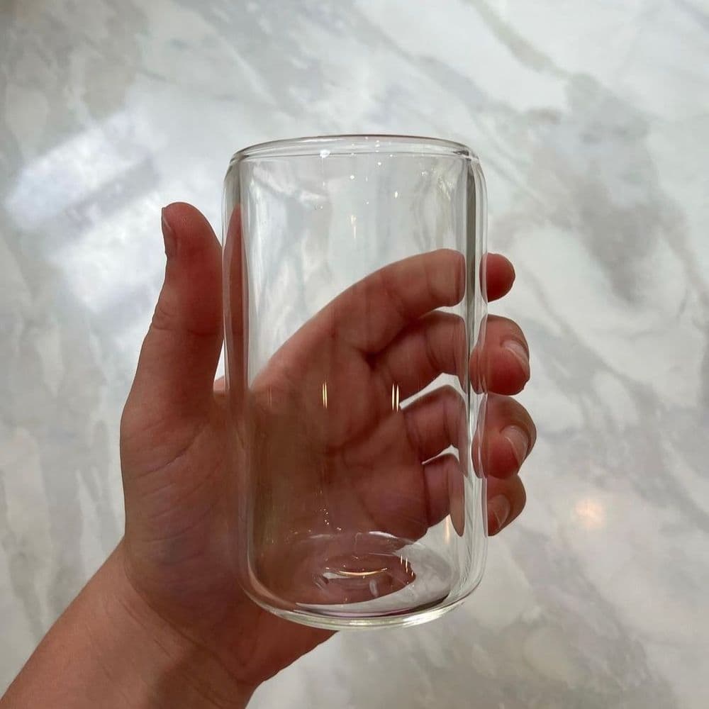 clear glass cup